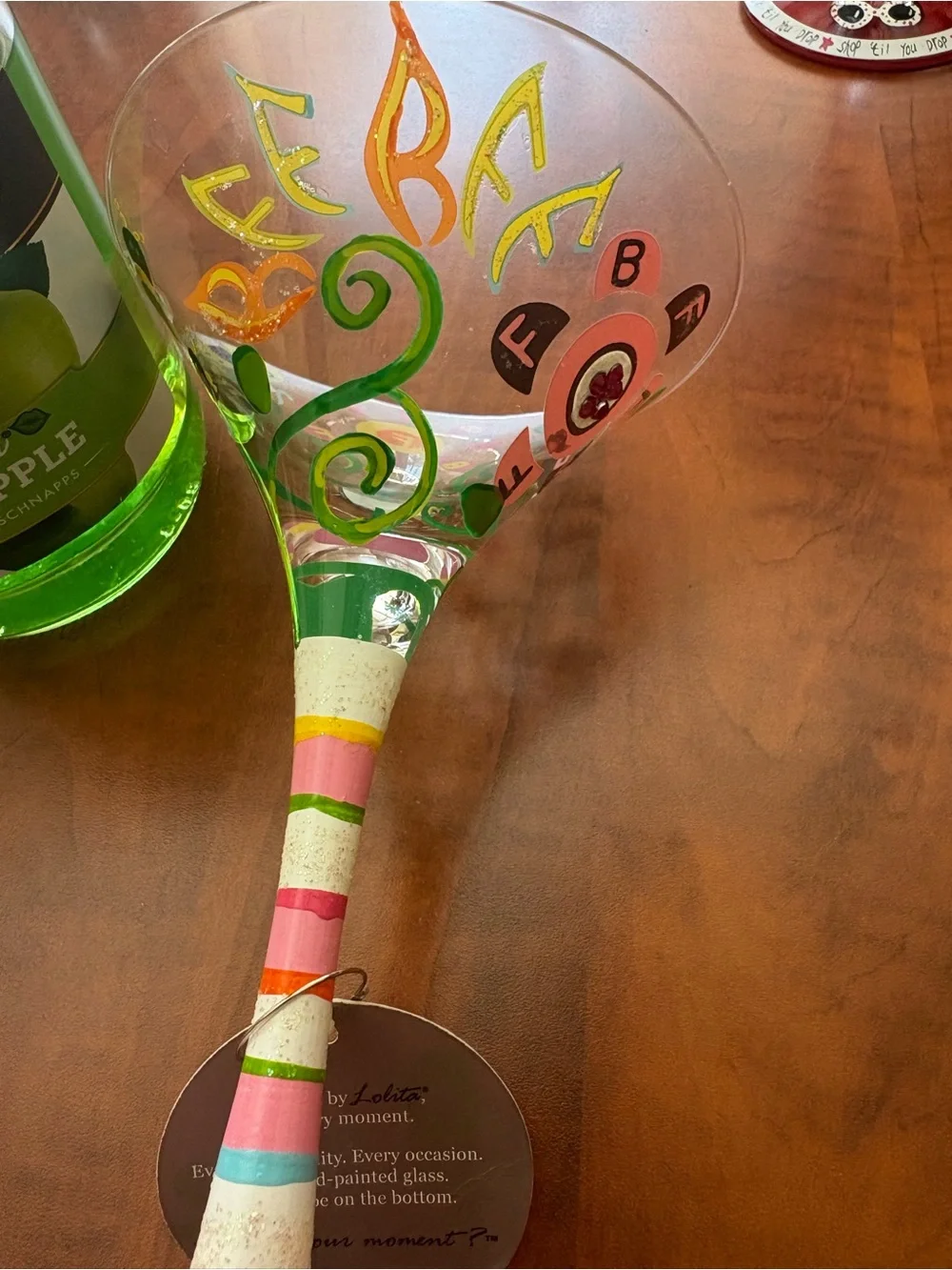 Lolita Best Friends Forever Green and PinkTheme Swirl Martini Glass
